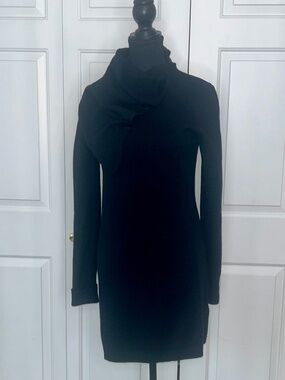 Firetrap Black Knit Sweater Dress or Tunic with Asymmetrical Cowl Neck Size L